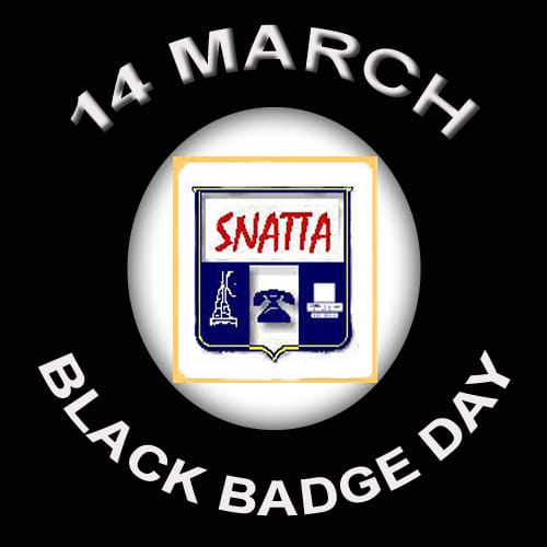SNATTA_Nagpur's tweet photo. 1/2)#SNATTA has organised Black Badge Demonstration and Memorandum Submission Program on 14 March for
1) Immediate conduction of pending JTO LICE with pre VRS vacancies.
2) Time Bound Promotion of JE to JTO.
3) NEPP in 4 years.
@BSNLCorporate @BSNLMH_Nagpur @SNATTACHQ @BSNL_MH https://t.co/ltXG3xezfD