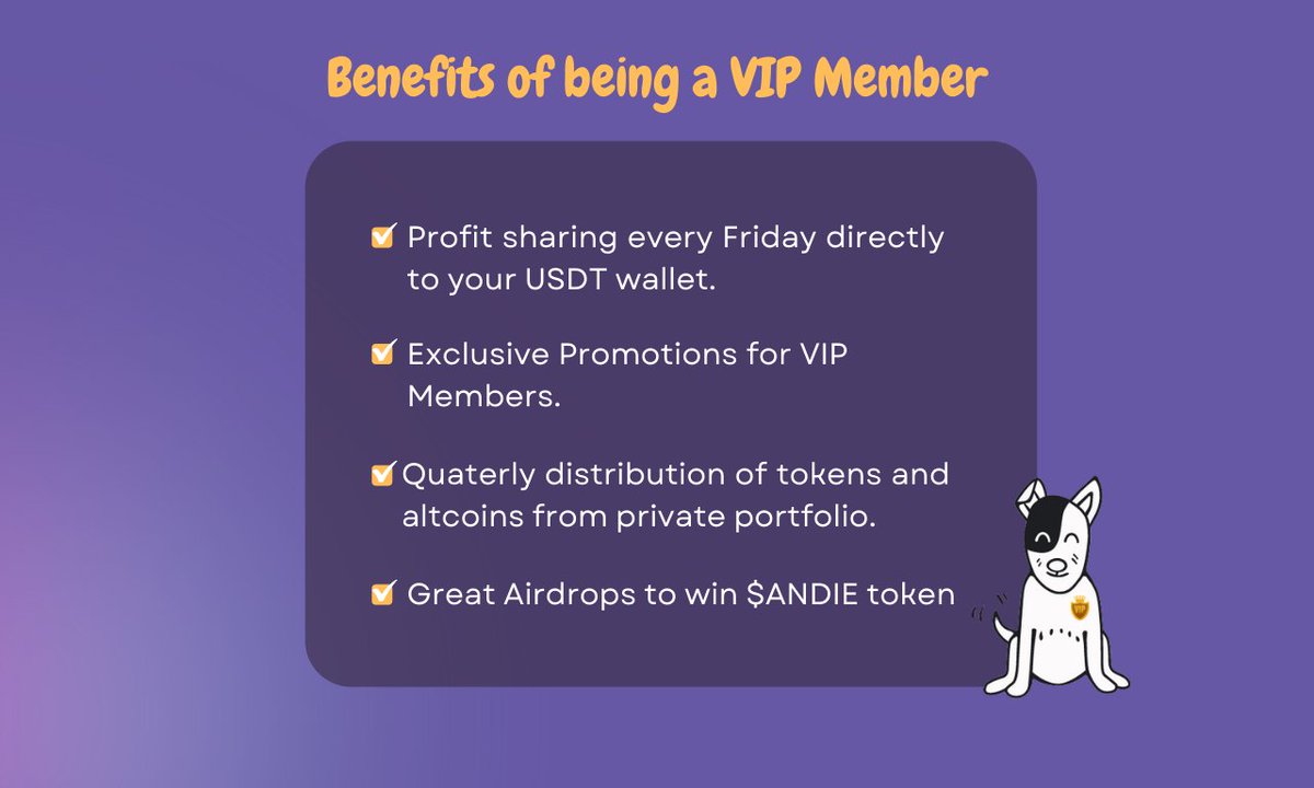 AndieDog's tweet photo. Be a Part of the our company being ANDIE VIP MEMBER ✨

MAXIMIZE YOUR #ANDIEDOG EXPERIENCE!! 📈

On February 28, 2022, we introduced the Premium Membership Program.

➡️ https://t.co/Mho6wpHOjU

If you haven't upgraded yet, buy your first pack, here's what you're missing 👇👇👇 https://t.co/F71GegFSPH
