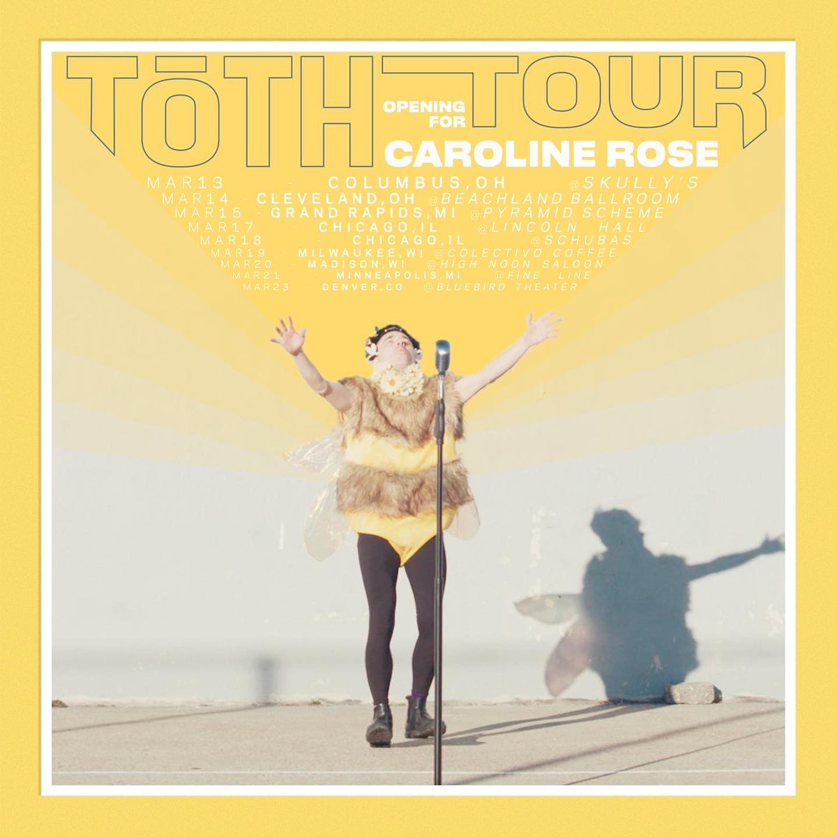 Tour opening for <a href="/CarolineRoseFM/">caroline rose</a> starts todayyy ! Playing duo with Rebecca Lasaponaro on drums! 🥁Still a few tix left on a few of these shows but not for long! 

tothtunes.com/tour-dates/
