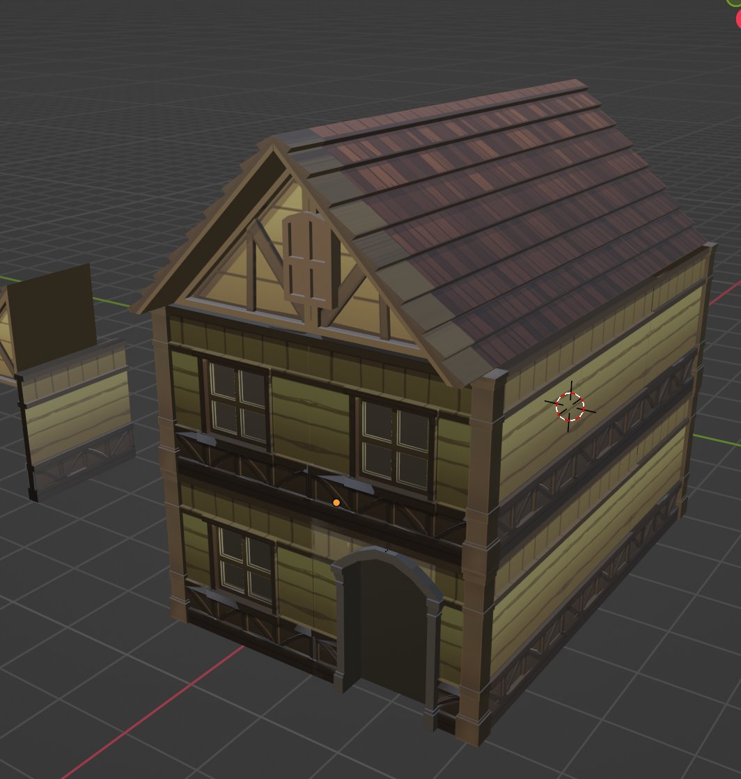 Here is the result of constructing a house out of the preceding building components. Any ideas on how to improve it?

#game #games #gaming #indiegame #indiegames #indiedev #gamedev #3d #3dmodeling #3dmodel #lowpoly #blender3d  #gameasset #digitalart #gameart