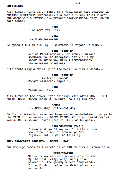year2200s's tweet photo. The Pendant

Star Trek (2009)'s writers intended alternate Spock to be given a hologram of Kirk Prime by Spock Prime. However, they opted to drop the idea without proposing it to Shatner, as he was vocal about having a substantial role in the film and not a cameo. (Memory Alpha) https://t.co/Hh8iKQpYLG