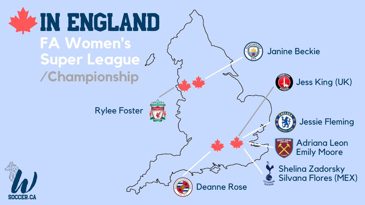 WsoccerCa's tweet photo. Most people don't know that beyond the top 25 #canXNT players there are another 90+ 🇨🇦 women playing globally.

Canadians will continue to get more opportunities abroad as the Canada Soccer stock rises. Expose your young players to pro woso &amp; highlight the path. 

👇 North Europe https://t.co/XTRqp60KO7
