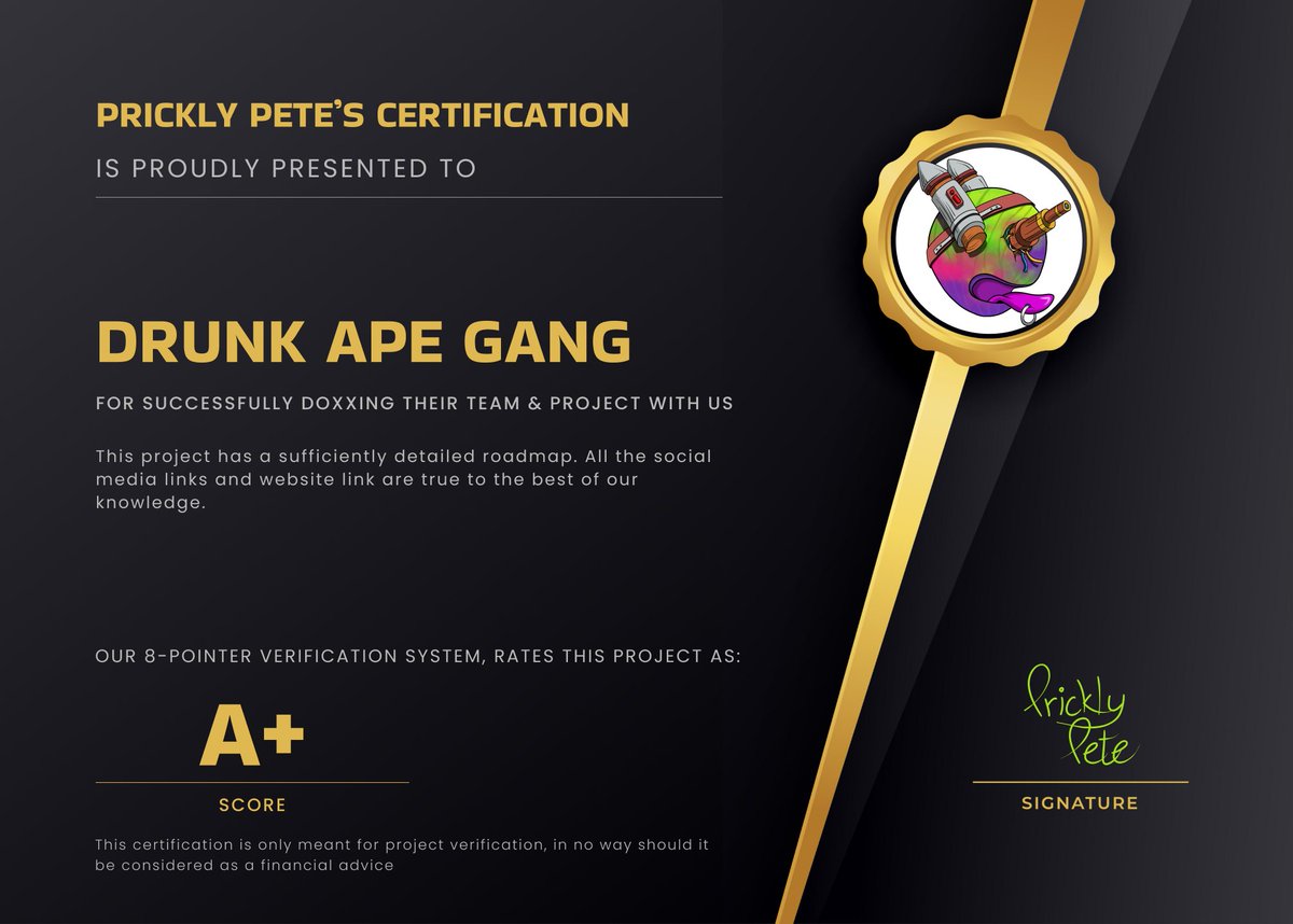 📢Proud to announce the first successful project application &amp; verification on The Platoon Launchpad...
Team @DAG_Bartender... you Guys are rock solid as a project!!
We wish you all the best for a successful mint on our Launchpad...🚀🔥🚀🔥🚀

TOON TOON🌵🚀
#NFT #SolanaNFTs