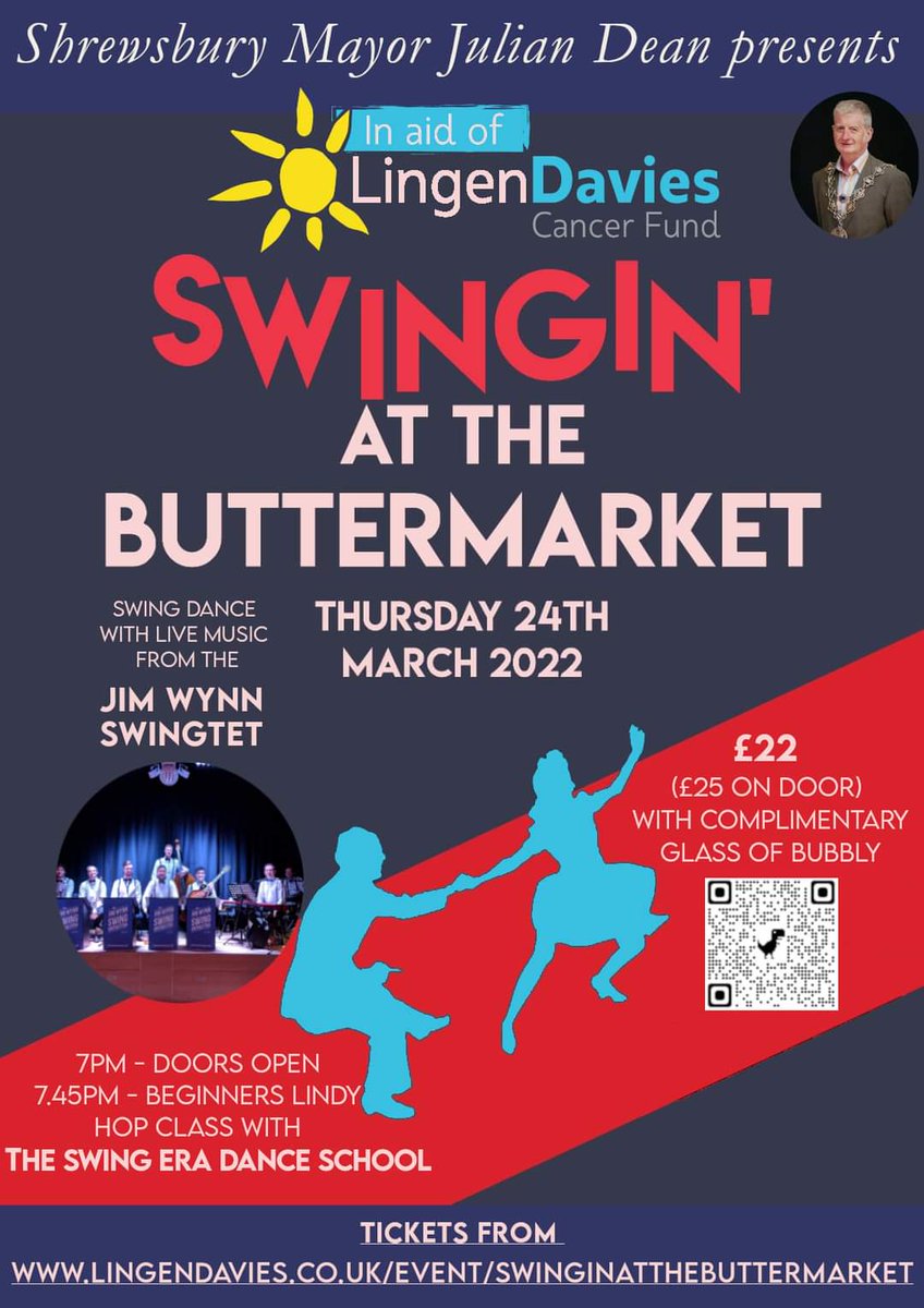jimwynnswing's tweet photo. Our next outing is to The Buttermarket in Shrewsbury on Thurs 24th March.  There's a nice dance floor for dancers, and plenty of seating for spectators.  There's also a free dance class included from @theswingeraUK dance school! It's all for a really great cause - see you there! https://t.co/5Lt3net7eO