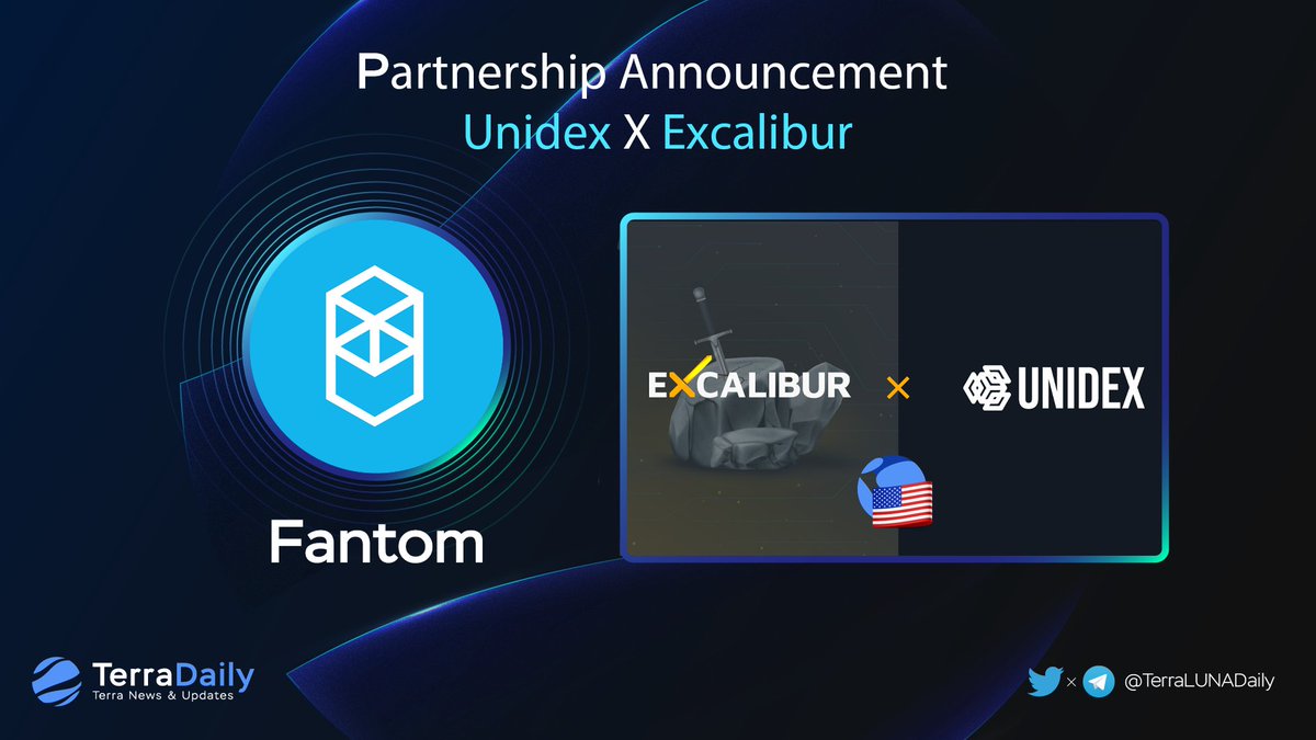 TKRAirdrop's tweet photo. 🎉 @UniDexFinance x @terra_money x @ExcaliburDeFi

👉 Excalibur #AMM is now being aggregated by UniDex on @FantomFDN

#TERRA #LUNATICS #LUNA #FTM https://t.co/rMJFjekLrR