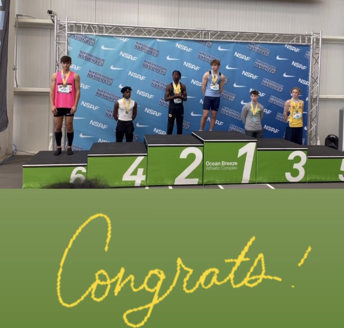 HammHSBoysTrack's tweet photo. 🏅Nationals athlete Connor Wright finishes his Indoor career in Long Jump 6th place &amp; earns himself a medal!👏🏼👏🏼👏🏼 Connor had 2 Top 10 finishes this weekend! Congrats!!!🏅…
↪️side note this is our programs first medal for any event at Nationals!  #BlueDevilsPride 🔥 https://t.co/viT4sWFOFn