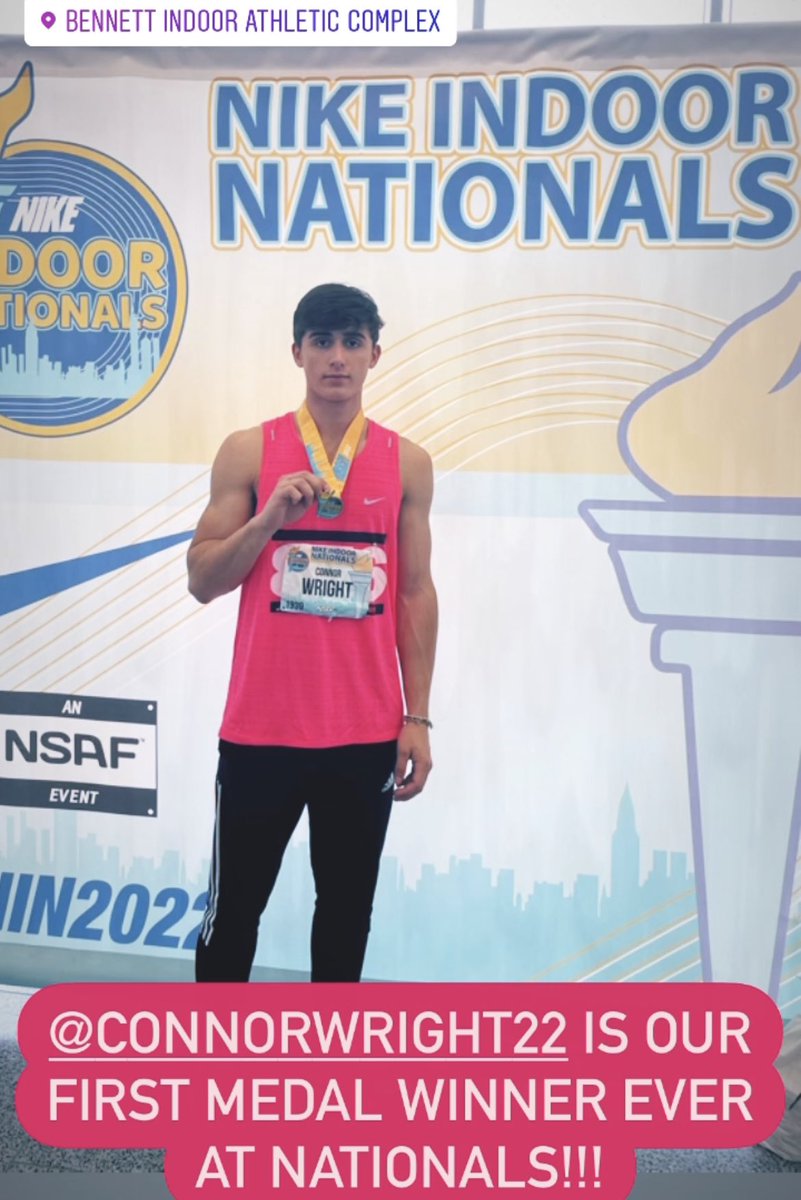 HammHSBoysTrack's tweet photo. 🏅Nationals athlete Connor Wright finishes his Indoor career in Long Jump 6th place &amp; earns himself a medal!👏🏼👏🏼👏🏼 Connor had 2 Top 10 finishes this weekend! Congrats!!!🏅…
↪️side note this is our programs first medal for any event at Nationals!  #BlueDevilsPride 🔥 https://t.co/viT4sWFOFn
