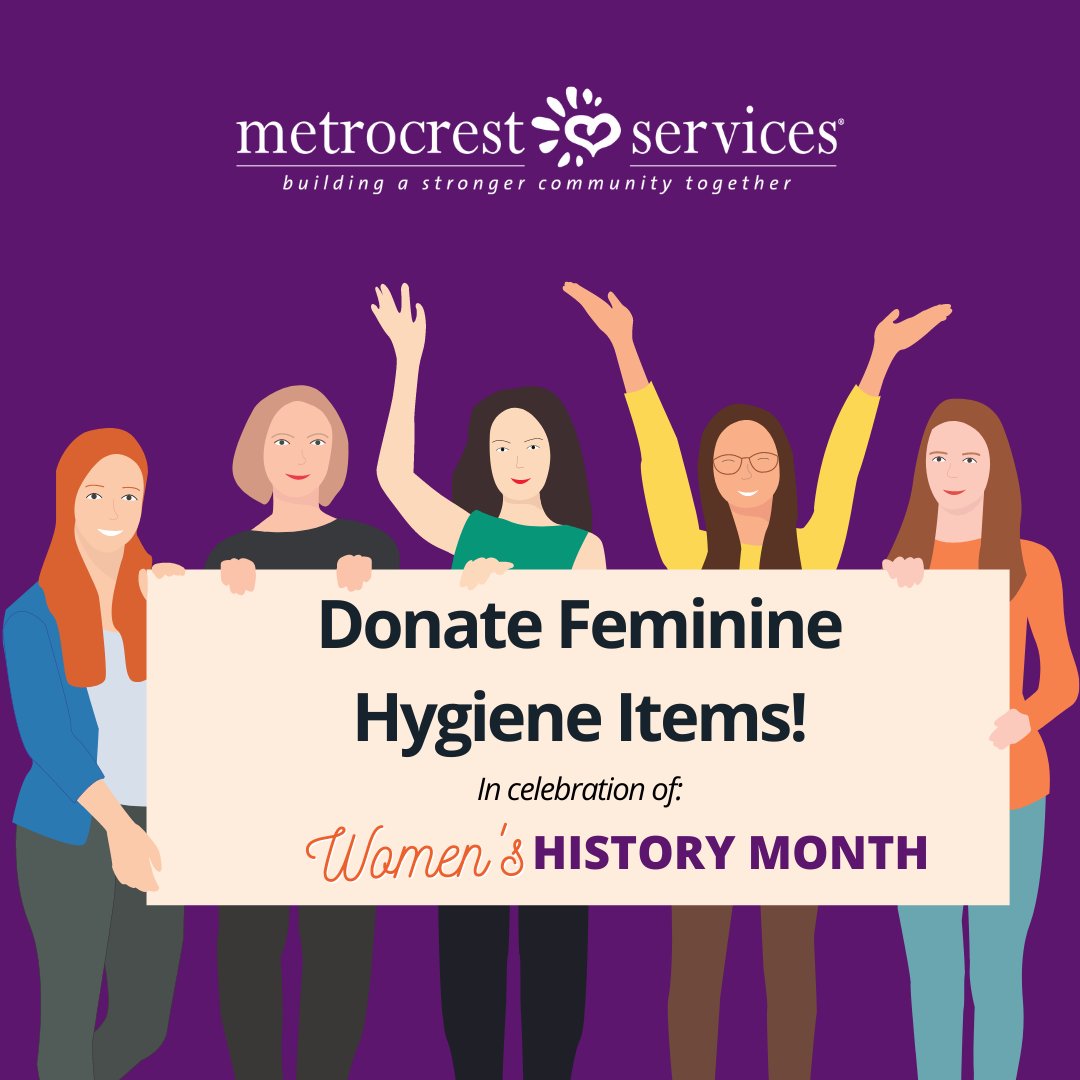 MetrocrestHelps's tweet photo. 🎉Celebrate Women’s History Month by donating feminine hygiene items to our food pantry!💃 Help give empowerment and confidence to local women in our community. For just $5 you can help provide a weeks' worth of hygiene supplies for a family in need. 

🎁https://t.co/z6mNzd0plD https://t.co/SPHOhXQeQL