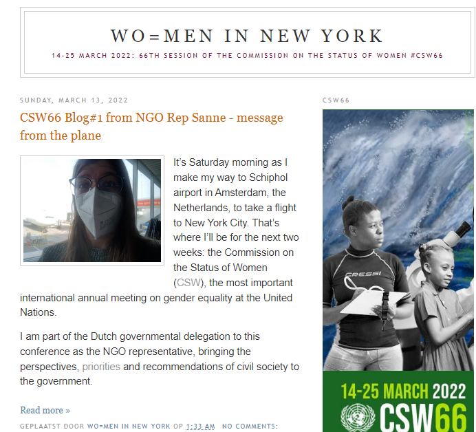 📣 At <a href="/genderplatform/">WO=MEN, Dutch Gender Platform</a> we are hosting several bloggers to share updates &amp; insights about #CSW66. 

Read the contributions by <a href="/RenateAdriaa/">Renate Adriaansens (she/her)</a> about the Youth Forum &amp; Sanne from <a href="/WECF_NL/">WECF_NL</a> as NGO Representative on the 🇳🇱 gov delegation 💪.

<a href="/NLatUN/">Broken link hijacking POC</a> 
 #UNMuteCSW66
womeninnewyork.blogspot.com/?m=1