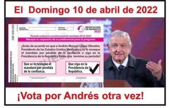 LetyMN1's tweet photo. Tenemos una cita este
10 DE ABRIL'22
tenemos que salir a votar masivamente, el @INEMexico
esta haciendo boicot a la consulta de revocación de mandato, recuerden tenemos que estar unidos o por separados nos matan, que no se repita esa historia.
#YoSoyAMLO https://t.co/yMyMVV22OQ