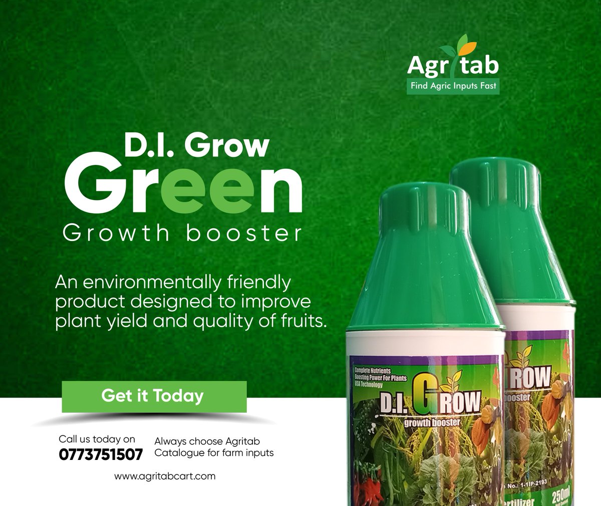 agritabcart's tweet photo. D.I. Grow Green is a foliar fertilizer that helps improve the yield of your plants. It is environmentally friendly and trusted by thousands of farmers. Order for yours here👇:
https://t.co/1fi5wSIrjA
Contact us on 0773 751 507 for orders and deliveries.
#agritabcart #DIGrowGreen https://t.co/0cUitWK2gu