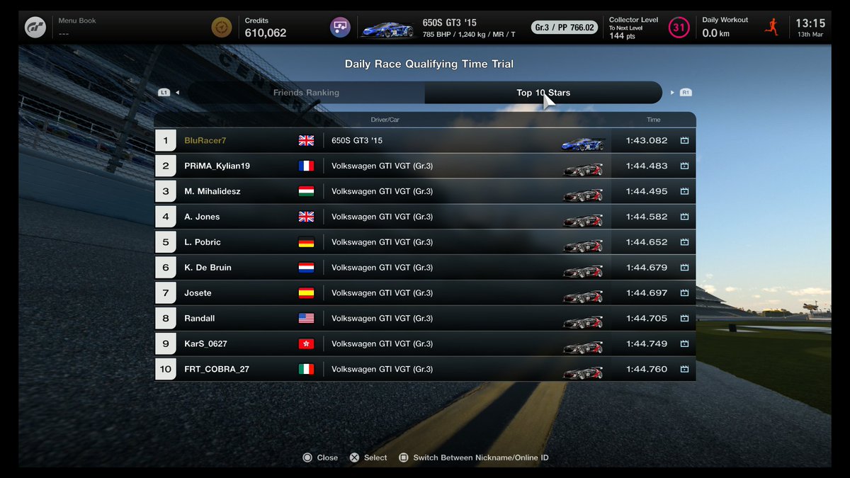 BluRacer7's tweet photo. I somehow found a bug by accident whilst going through the tuning sheets for measurement history, entered Qualifying Time Trial for Daily Race C with an upgraded car, hope PD fixes this! #GranTurismo7 #GT7 https://t.co/AilQ6NibVP