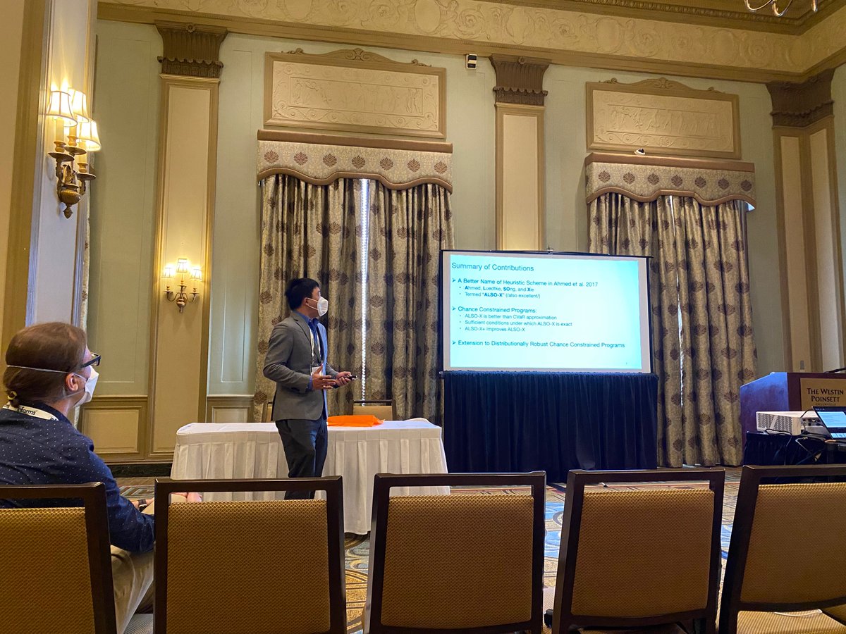 songmath's tweet image. Nan Jiang from VT kicks off the afternoon sessions of #ios2022 on stochastic programming with ALSO-X @xwj06