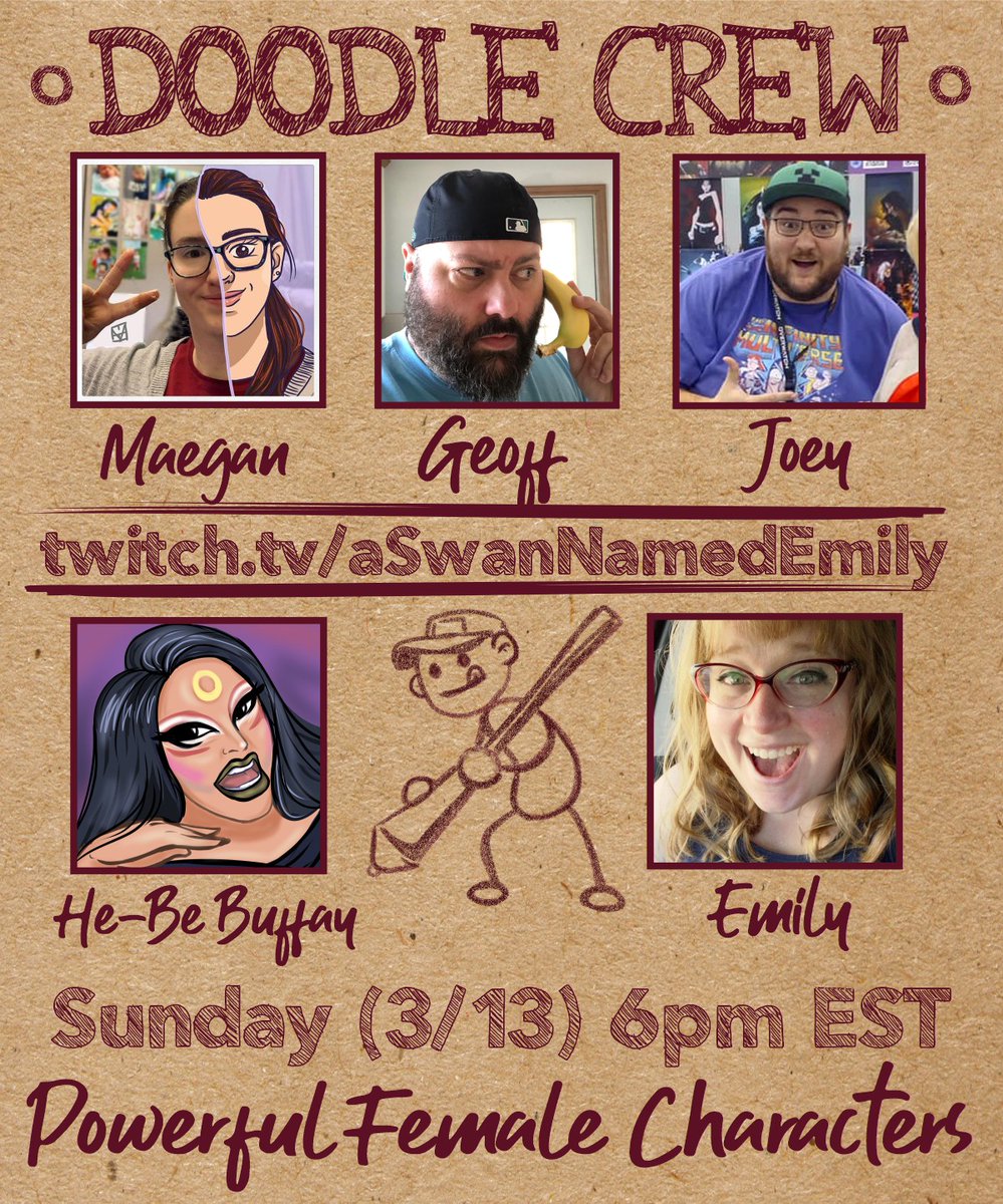 DoodleCrewDraw's tweet photo. Have you missed us? 
We missed you! Doodle Crew is back TONIGHT at 6pm EST celebrating 'Powerful Female Characters'

Join us! https://t.co/Pu5PgWSkmY

@MaeganCcreates @GMunny 
#doodlecrew #twitch #art #twitchstreamer #doodlecrewHYPE #cartoons #artistsontwitter #artists https://t.co/LZ3UPx860d
