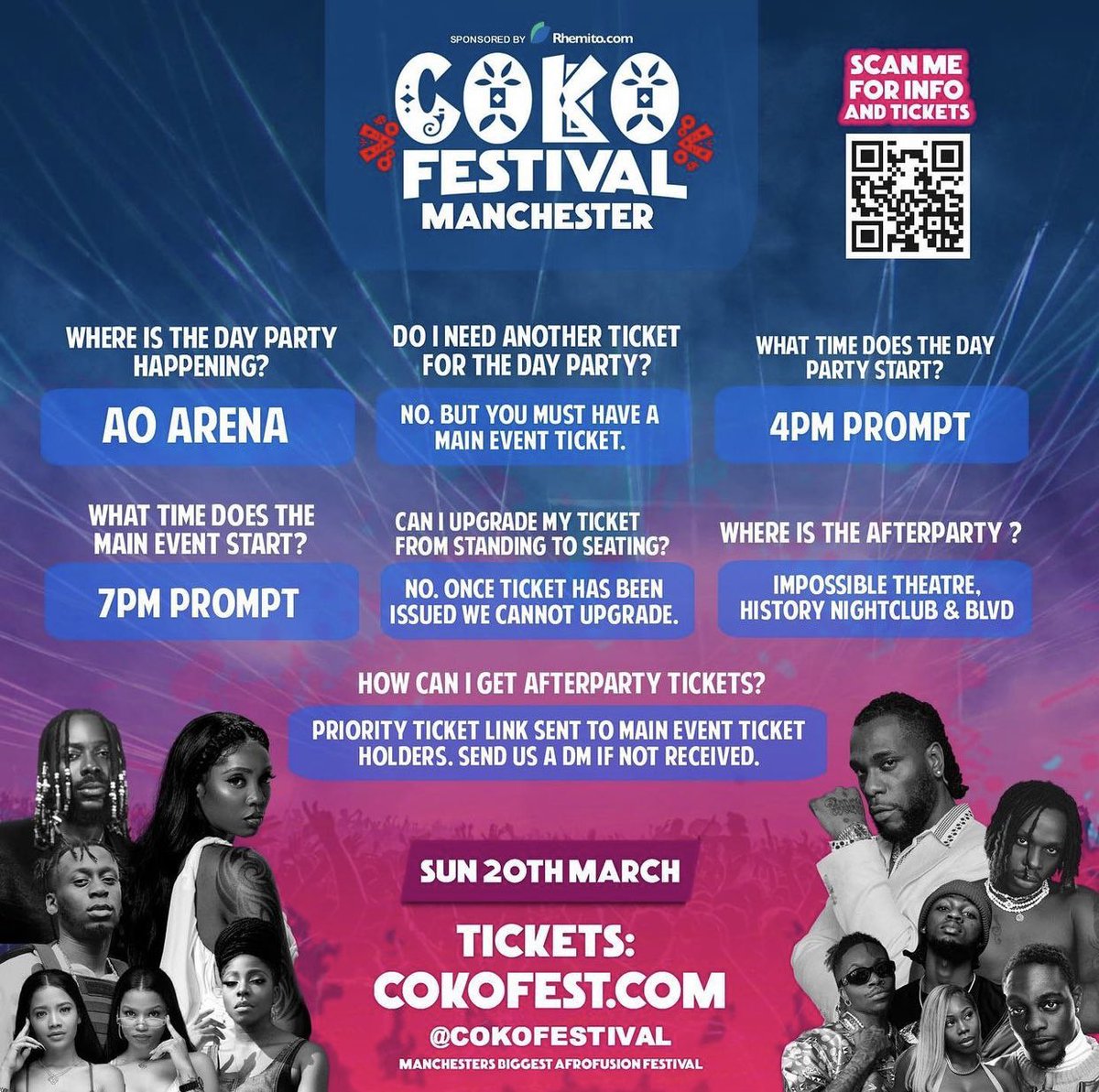 Cokobar's tweet photo. Public Update!!! https://t.co/BoxDqG4LD1. #cokofestival #Manchester #Tiwasavage #Omahlay #Backroadgee ##fireboyDml #fireboy #Agbaby #AdekunleGold #Lax #TxC #Nissi #Burnaboy https://t.co/UkehUAZDhm