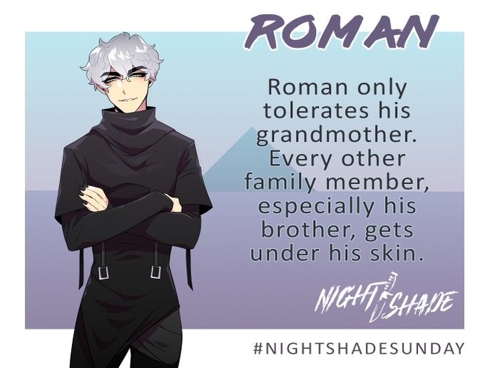 thrillswitchgms's tweet photo. SURPRISE! It's #NightshadeSunday ! Here's our "family man," Roman (That's a joke, you don't want to be in his family)
#nightshade_vn #thrillswitch #visualnovel #visualnoveldevelopment #indiedev #gamedev #lqbtq #lgbtqia #funfact https://t.co/k1tXGY1QQl
