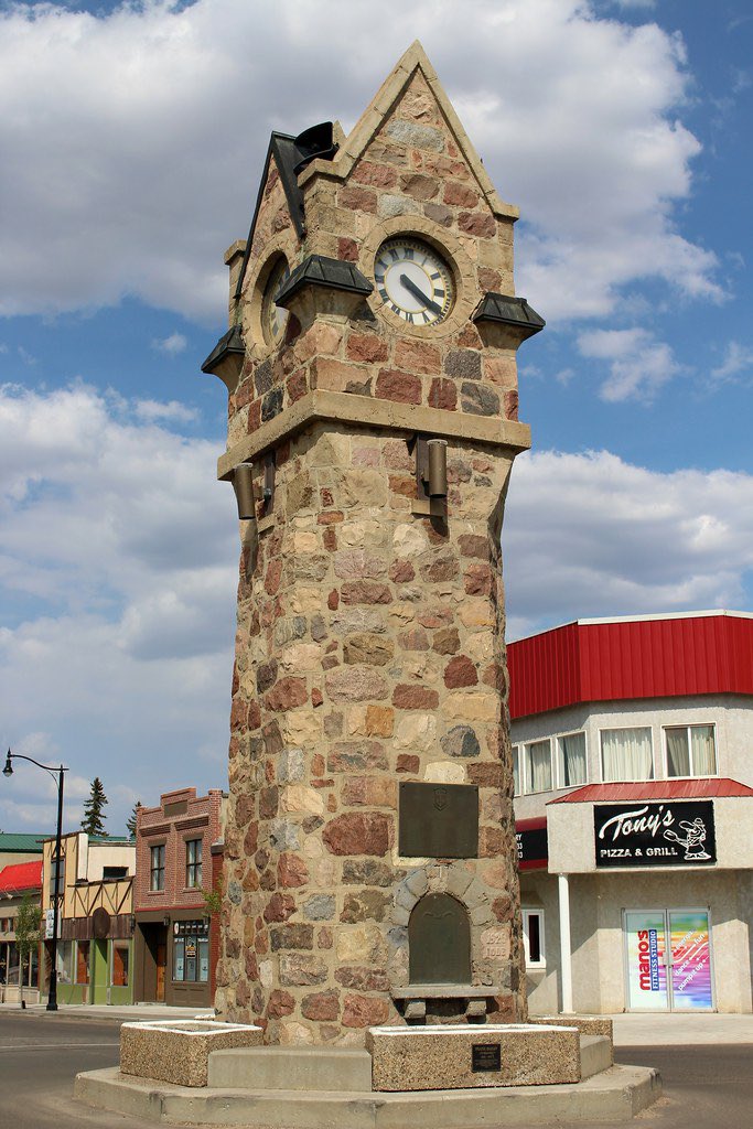 The Memorial Clock Tower in Wainwright, Alberta. The only structure left standing after the worst fire in the history of the small town. 

#masonrystrong #masonry #daylightsavingtime2022 #alberta #sundayinspiration