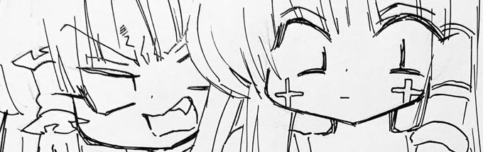 最近描いてるお顔の目の感じ。むかしむかし小学生の頃に描いてた目と同じだな…と。いろいろ試してきたつもりだけど結局ココに回帰したか。 