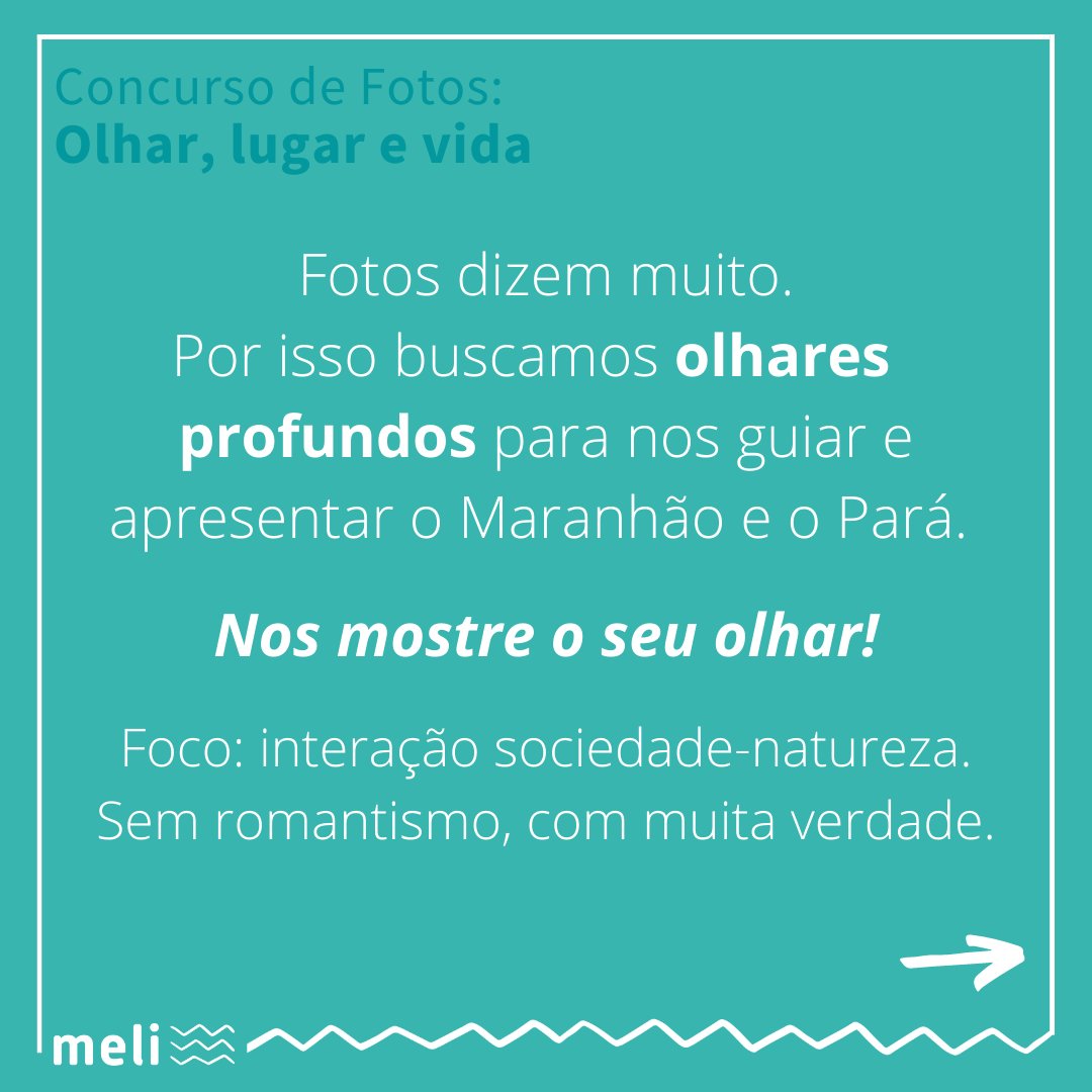 MeliConecta's tweet photo. Chamando fotógrafos amadores conectados com a região foco da nossa jornada esse ano: Maranhão e Pará.

Envie a foto com um paragrafo respondendo "por que sua visão é importante e deve alcançar pessoas no mundo todo?" antes do dia 8 de maio

Mais em: 
https://t.co/kL5Re0bBJl https://t.co/0cSzK95m2e