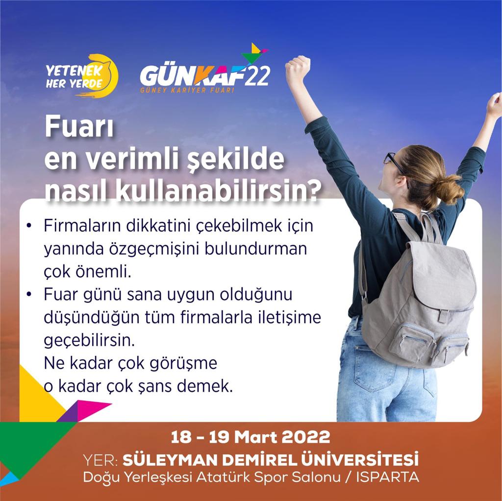 Üniversitemizde Düzenlenecek Güney Kariyer Fuarına Kayıtlar Devam Ediyor. Kayıt İçin: yetenekkapisi.org @sd_universitesi @gunkaf_