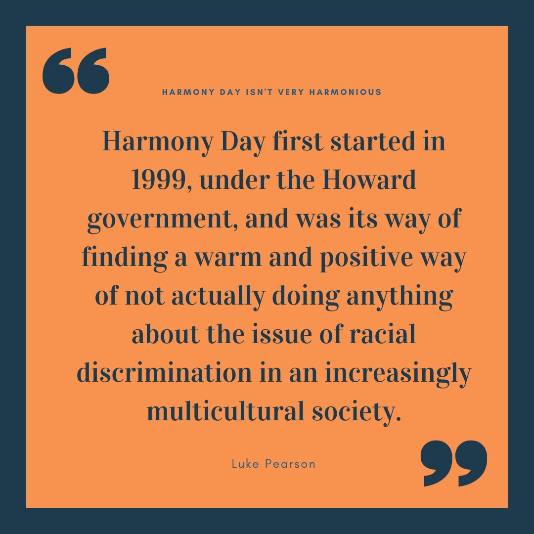 IndigenousXLtd's tweet photo. Harmony Day is the perfect day to water down racial discrimination laws.

Read more here: https://t.co/RFVu7F84Q0 https://t.co/Fvh3YwmpLu