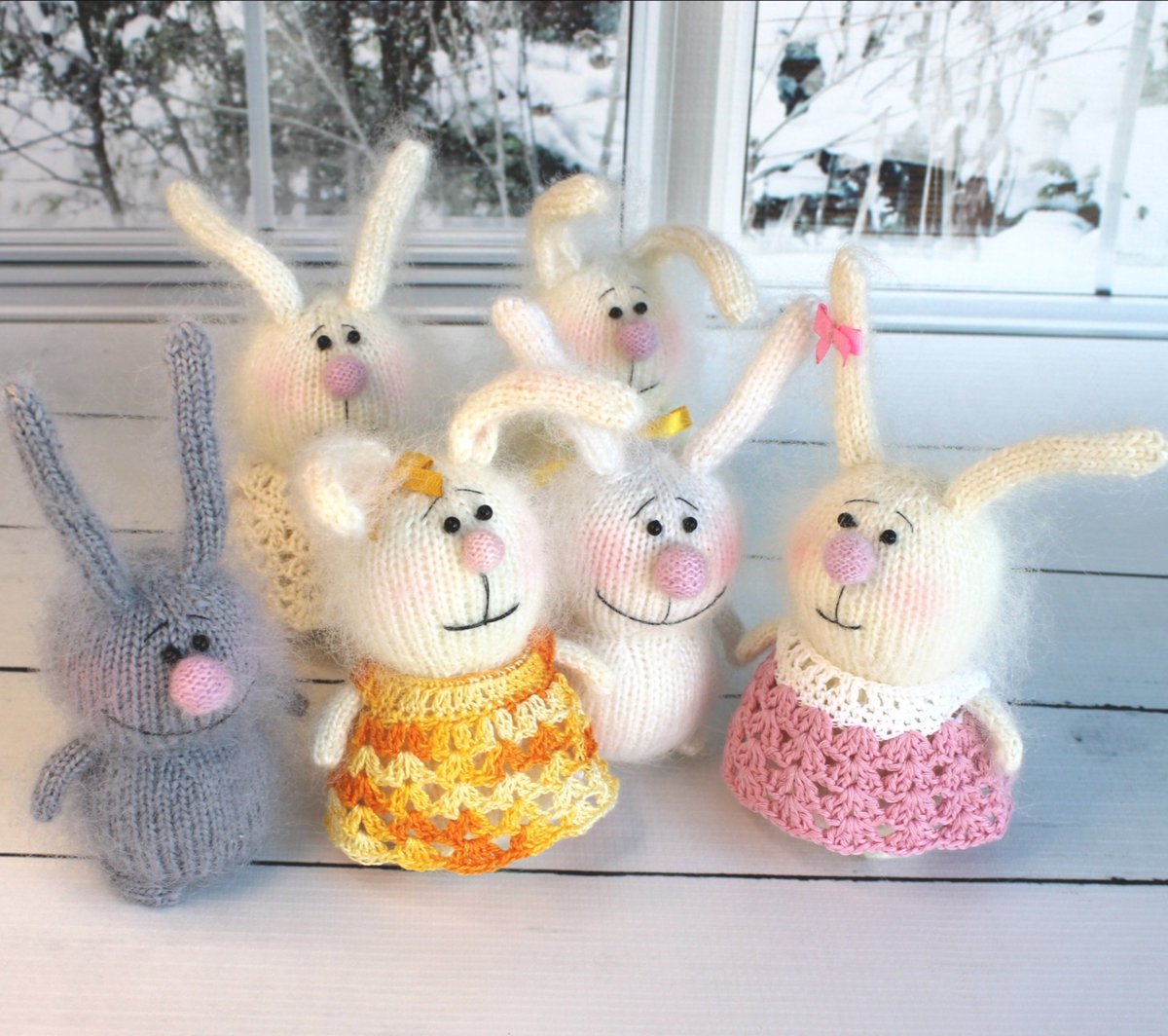 'My toys bunnys are gifts that speak of love.\n🤗 If it's hard for someone now and you want to support him, send him a cute toy' etsy.me/3I8h6EQ #bunnyplush #bunnyornament #rabbitornament #rabbitplush #knitedbunny #knittedrabbit #crochetbunny #shaggybunny #stuffedanimals