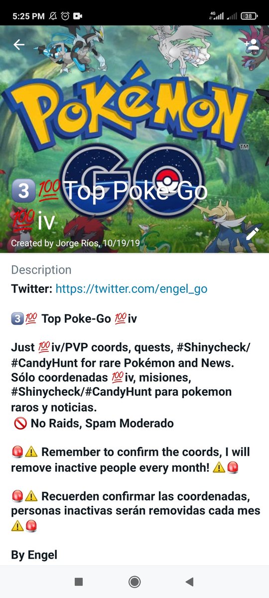 engel_go's tweet photo. 3οΈβ£π― *Top Poke-Go π―iv*
*Just π―iv/PVP coords, quests, #Shinycheck/#CandyHunt for rare PokΓ©mon and News.*
*SΓ³lo coordenadas π―iv, misiones, #Shinycheck/#CandyHunt para pokemon raros y noticias.*
π« *No Raids, Spam Moderado*
https://t.co/bNi96KsSGe https://t.co/booDYmPb5r