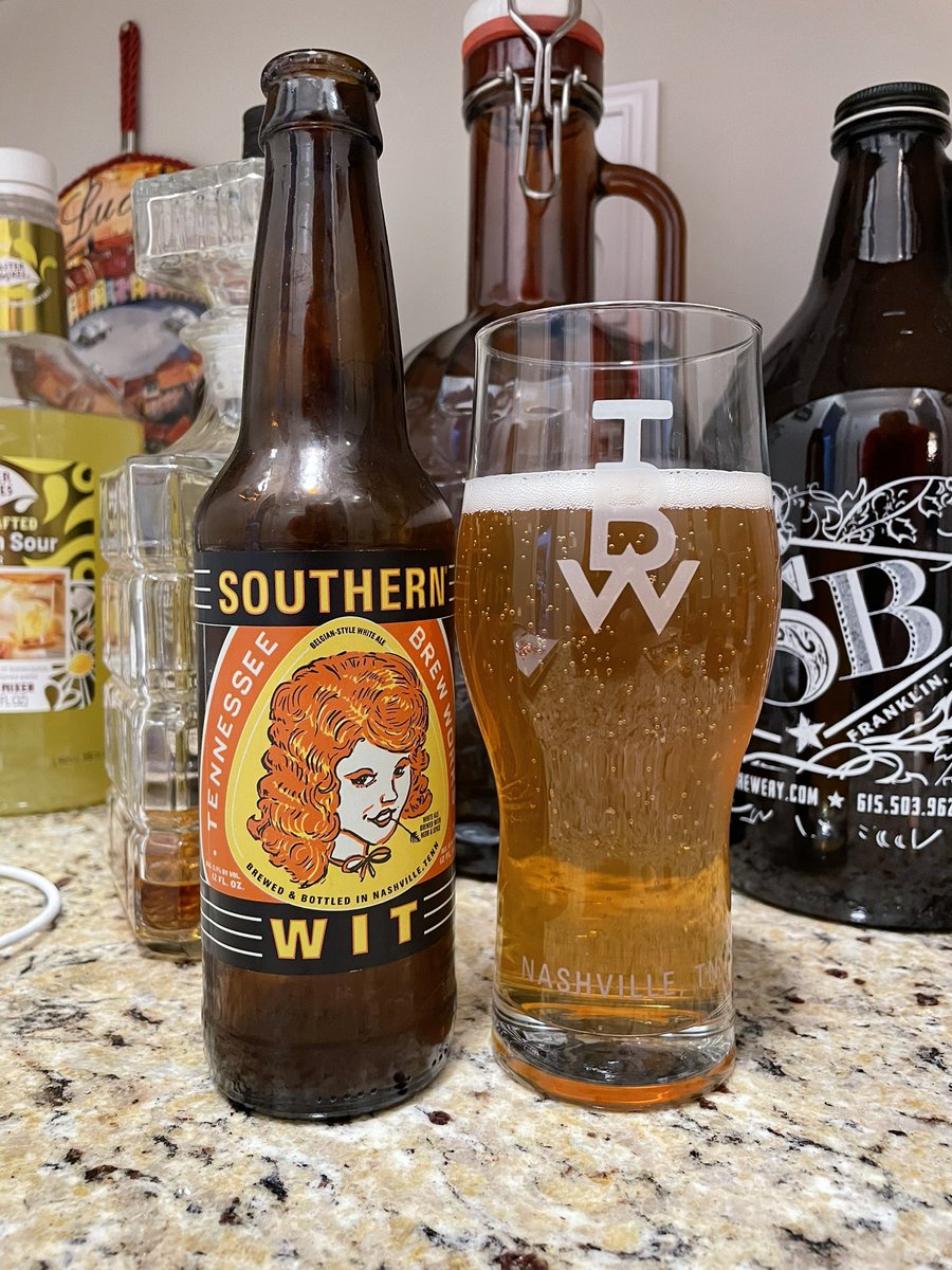 Craft_Beer_TN's tweet photo. Southern Wit, Belgium Style Ale, by Tennessee Brew Works, Nashville, TN. 5.1% ABV. Slight haze and golden honey color. Smooth and easy to drink. Slight bitter at the end. #CraftBeer #CraftBeerTN #BelgiumStyle #Ales @TNBrewWorks #TNBrewWorks https://t.co/Lhhu8r9eSr