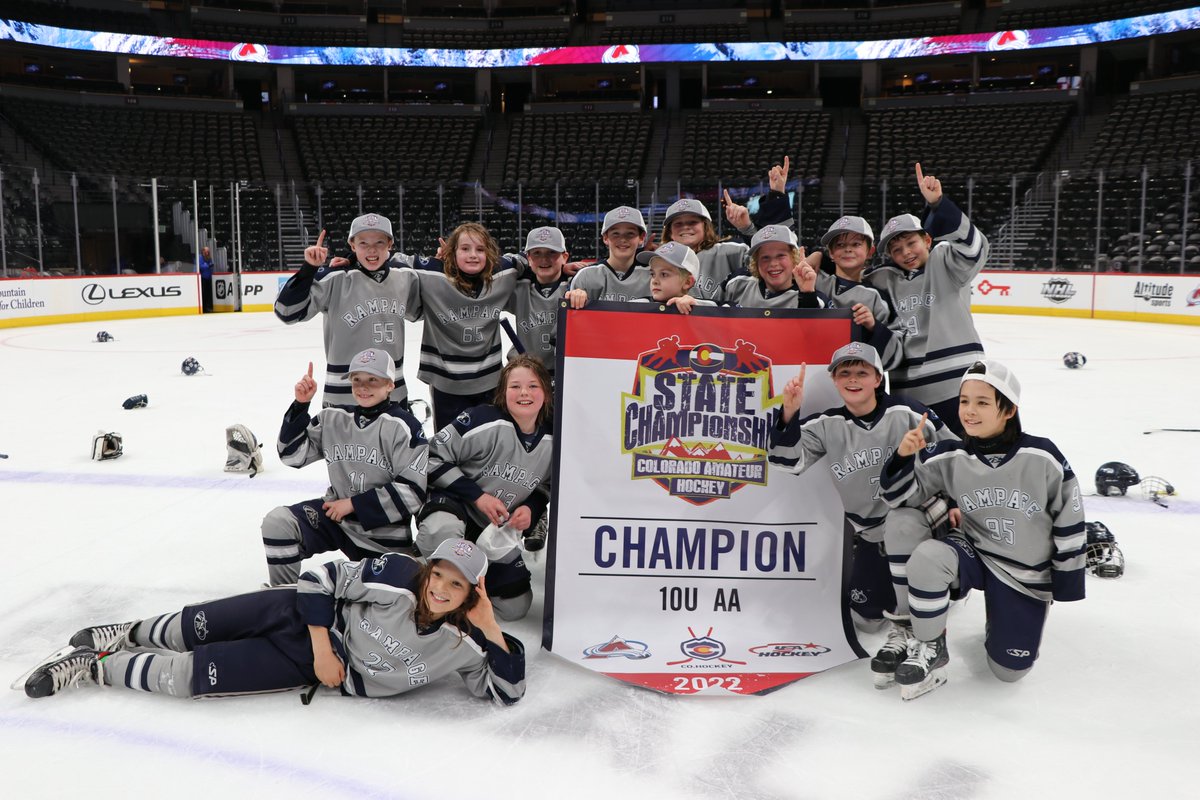 AvsYouthHockey's tweet photo. The Colorado Rampage took the 10U AA Division in double OT. 

You did it, Champs!

#CAHAStateChampionshipSeries https://t.co/B2nRyqhvYZ