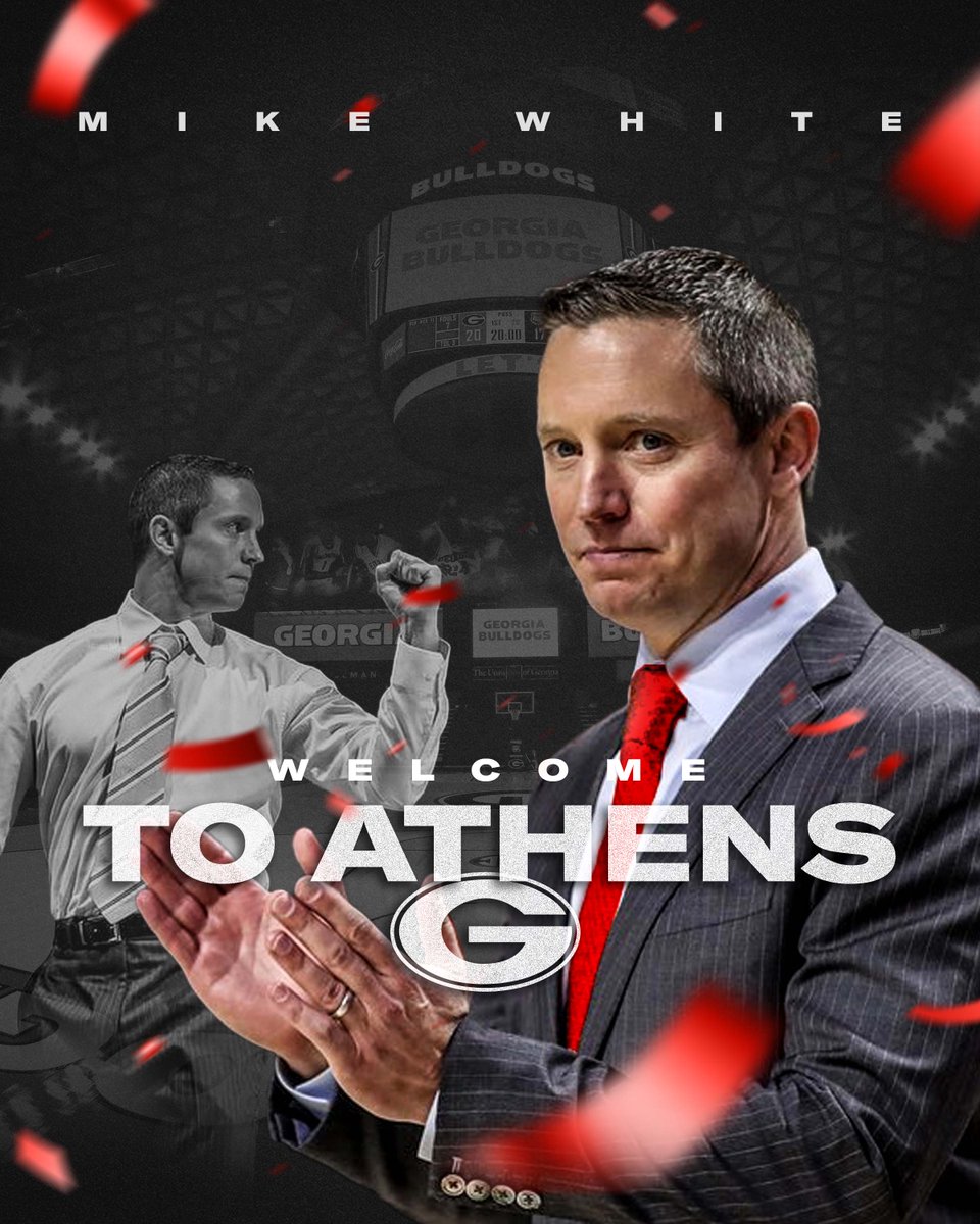 UGAAthletics's tweet image. Exciting day in Athens!

Join us in welcoming Mike White as the new head coach of Georgia Basketball.

#GoDawgs
