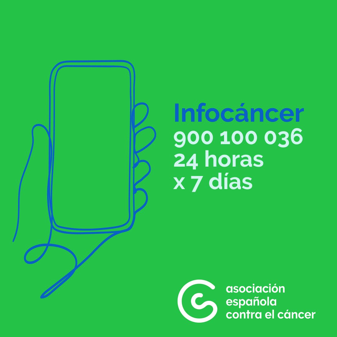 ContraCancerALC's tweet photo. El teléfono ☎️ de Infocáncer de la Asociación española contra el Cáncer (@ContraCancerEs) está disponible para ti las 24 horas del día, los 7 días de la semana.
Infocancer: 900 100 036 https://t.co/oZXgn280Bt
#Contraelcancer #Infocancer https://t.co/rI1wgUUaPV