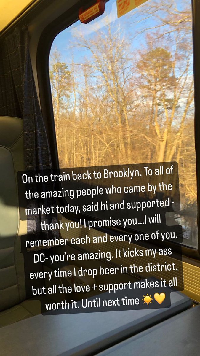 BackHomeBeer's tweet photo. On the train back. To all the amazing people who came out to the market, said hi & supported - thank you! I will remember each & every one of you. It kicks my ass every time I drop beer but with all the love & support, itโs worth it. DC, youโre amazing, until next time โค๏ธ #DCDrop https://t.co/T0D4CbYWdl