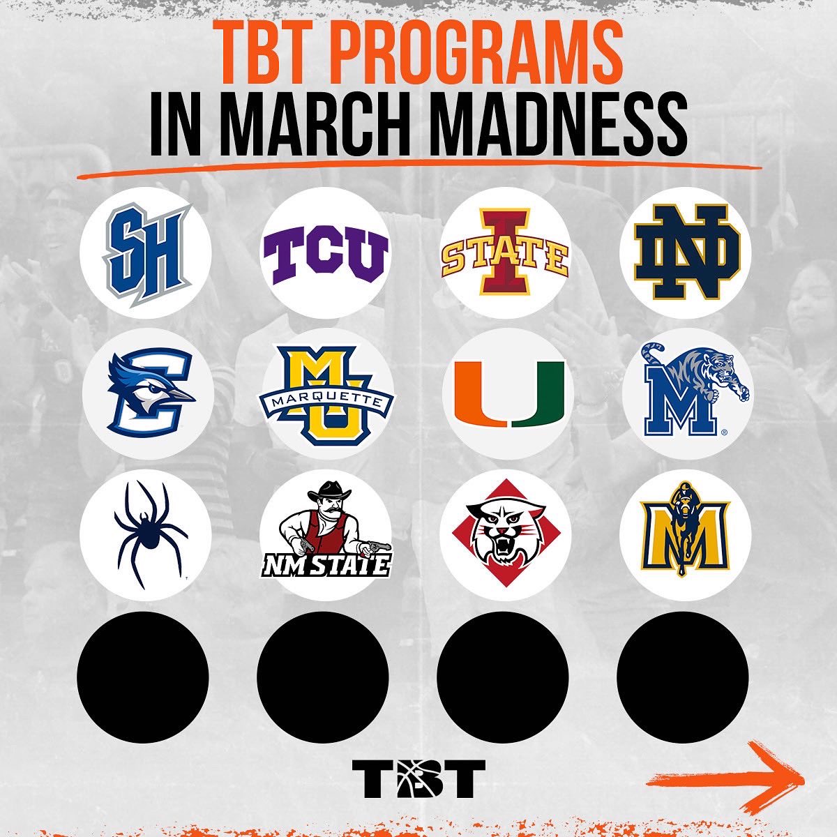 thetournament's tweet photo. A record 28 TBT programs are going dancing 🕺 

#MarchMadness https://t.co/Na41Eyjy9x