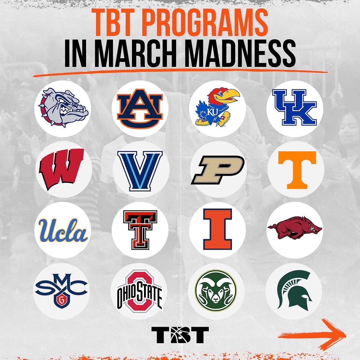 thetournament's tweet photo. A record 28 TBT programs are going dancing 🕺 

#MarchMadness https://t.co/Na41Eyjy9x