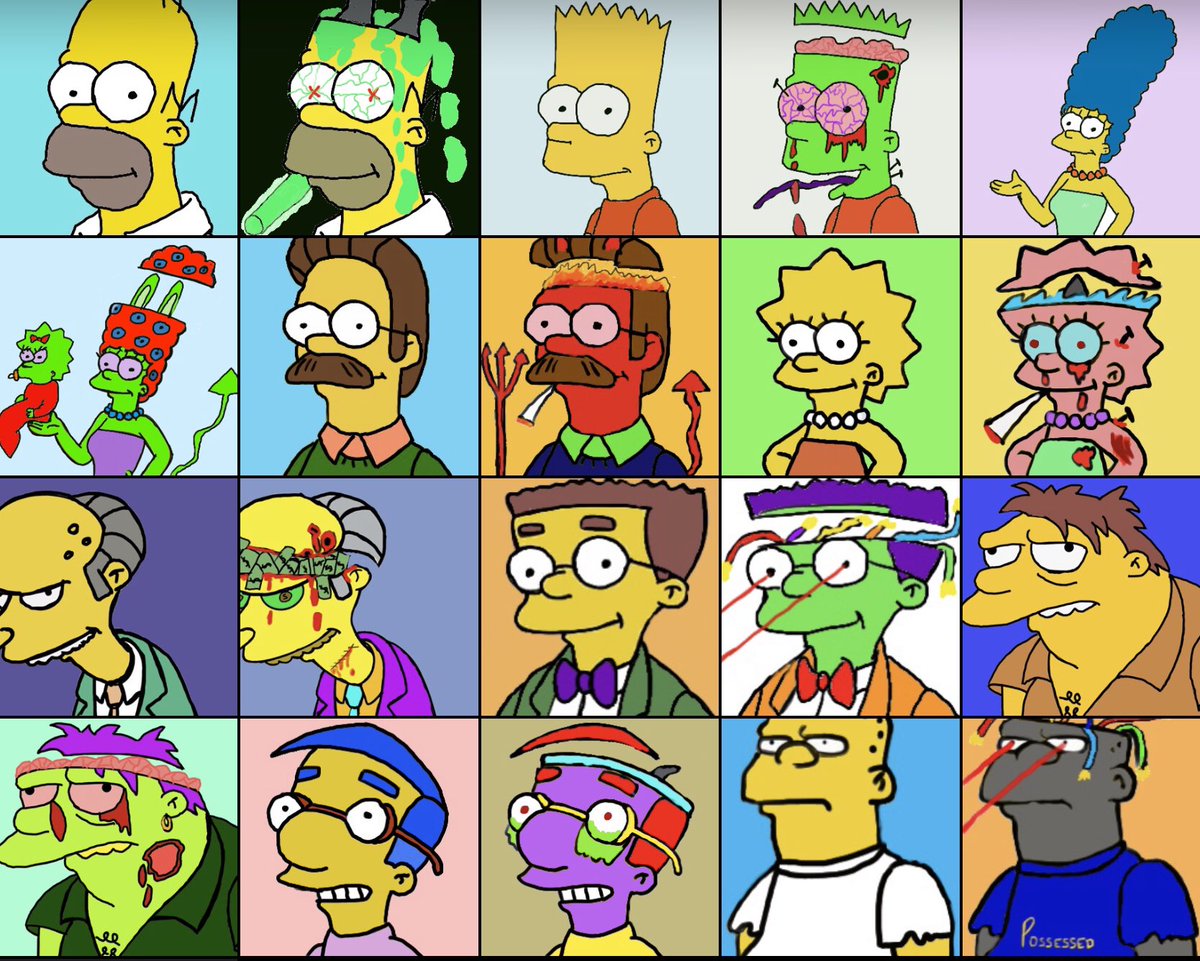 NFTom34's tweet photo. @BabaBrouk @ThePossessedNFT I'm a big fan of what I've seen so far and done some Simpsons x @ThePossessedNFT fan art 🎨😍 https://t.co/5gG7Pyk00i