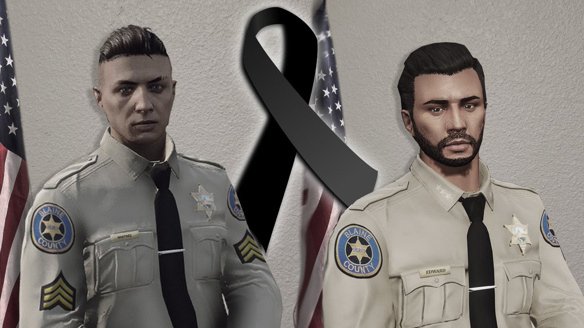 SAPD_evo's tweet photo. Desde el Departamento de Policía de Los Santos y Departamento del Sheriff del Condado de Blaine comunicamos lamentablemente el fallecimiento de el UnderSheriff Steven Edward y el Sargento Kevin Martínez. Damos todas las condolencias a la familia. D.E.P 🖤 https://t.co/oQM7MFi55I