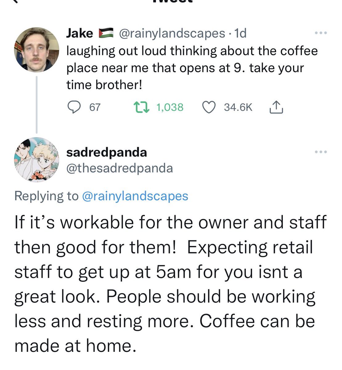 BrandyLJensen's tweet photo. outstanding reply. please support your local barista by making coffee at home https://t.co/FilmonVE5H