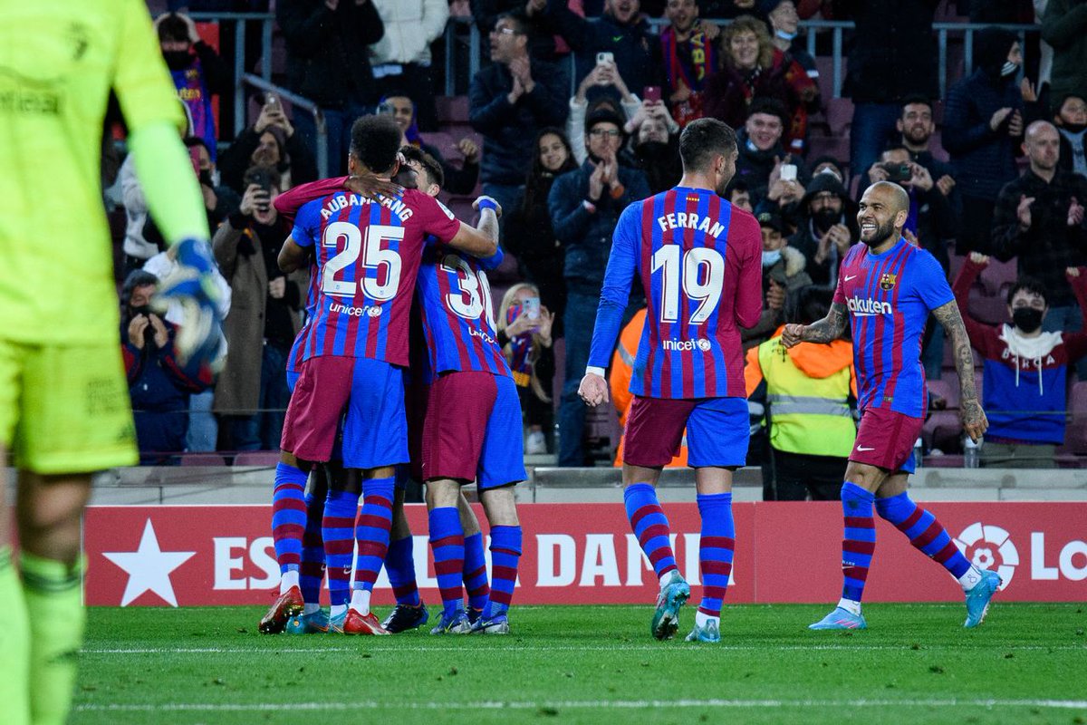 BarcaAurora's tweet photo. Barça continues to trend upwards. Another 4 goal masterclass at the Camp Nou propels Barça into 3rd place with a game in hand on Sevilla. And gives a the team a surge of confidence ahead of their clash against Galatasaray on Thursday. https://t.co/T8k2jrbdPi