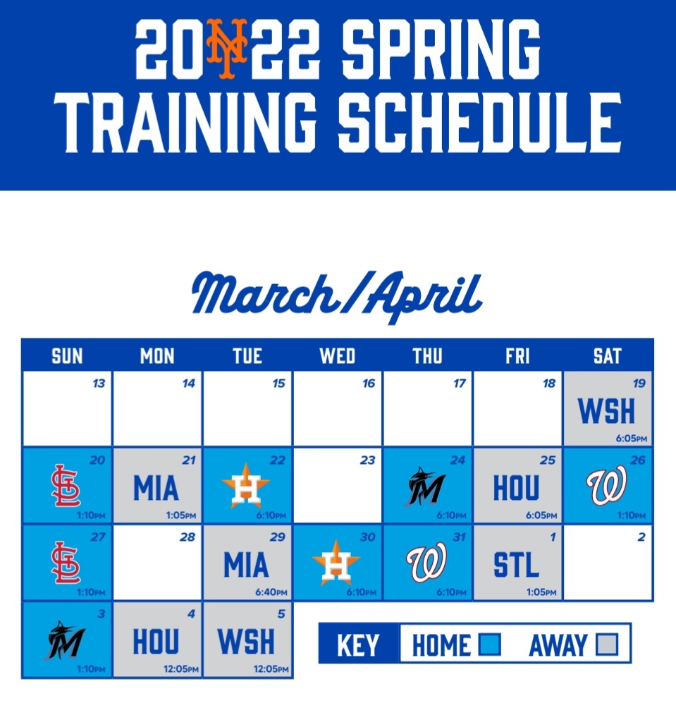 Anthony on Twitter "Here's an updated Mets spring schedule