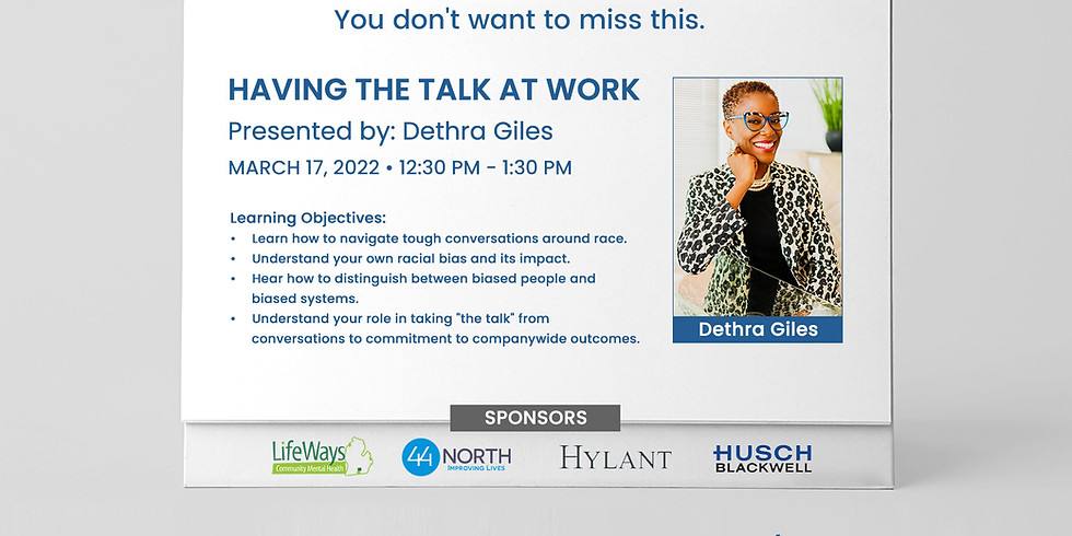 SCHRMAjax's tweet photo. JUST 2 WEEKS AWAY! 
👉 Having The Talk At Work with @Dethra U. Giles
📣 Tickets at: https://t.co/DrwCyzY8PK
👉March 17th from 12:30 PM - 1:30 PM

Sponsors: Lifeways, 44N, Hylant &amp; Husch Blackwell

#schrmajax #schrma #leadership #dethragiles #thetalk #humanresources #leaders https://t.co/xT6OEyOKqK