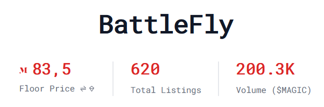 theweb3verse's tweet photo. I simply don't understand why someone would sell a 
@BattleFlyGame
 NFT at 83 $MAGIC... based on today's courses that is 0.088 $ETH or barely over 200 $USD. The upside potential of this collection is so much higher, same for $MAGIC... thanks for the floor, I happily take that! https://t.co/9BzLjh04dK