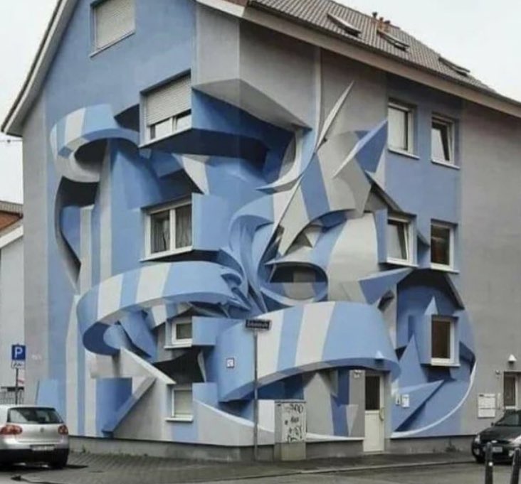 cutethreadsxo's tweet photo. a building in germany - this is just a painting, the walls are straight https://t.co/k44qPsEhtP