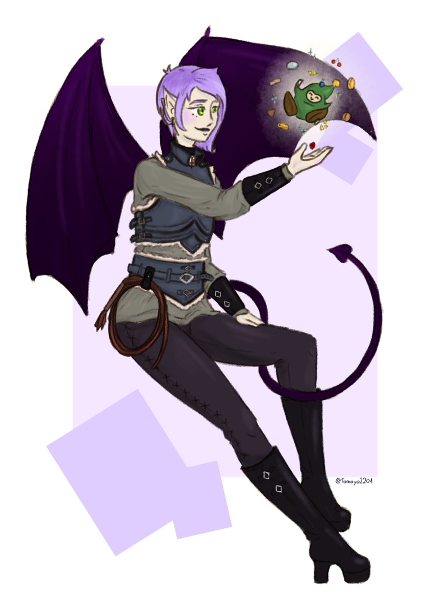 tomoyo2201's tweet photo. I drew my Bard and their Familiar. (´▽`ʃ♡ƪ) i love them #DnDcharacter #BardDnD #digitalartwork #look_at_these_hands #Blob https://t.co/5Fu9O0h5ei