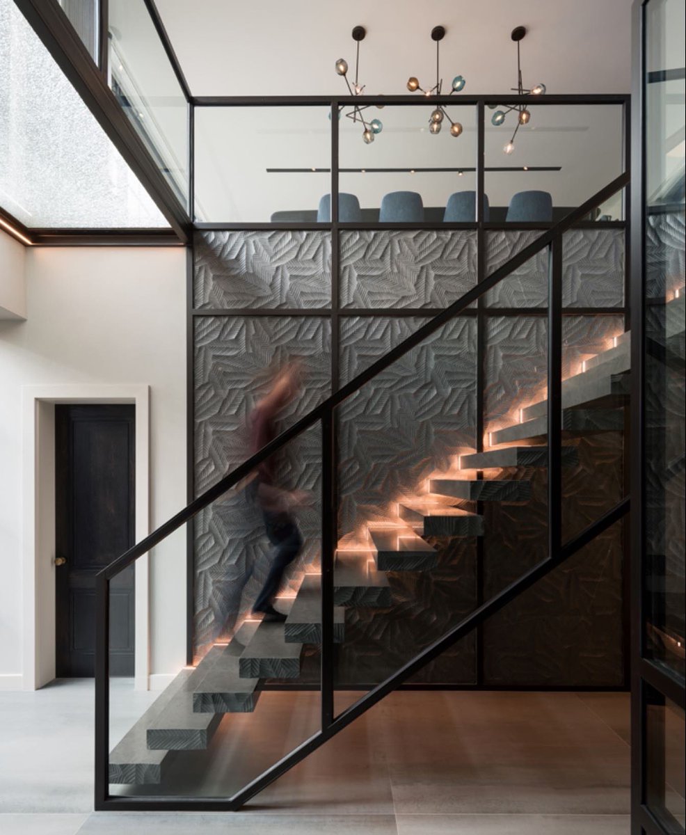 SHHArchitects's tweet photo. SHH Residential- the feature staircase within our North London project, linking the main family living space to the lower ground entertainment areas. The unique stone by Lithos Design defines the staircase and creates movement and interest within the open corridor. #shharchitects https://t.co/zsblUziOC7