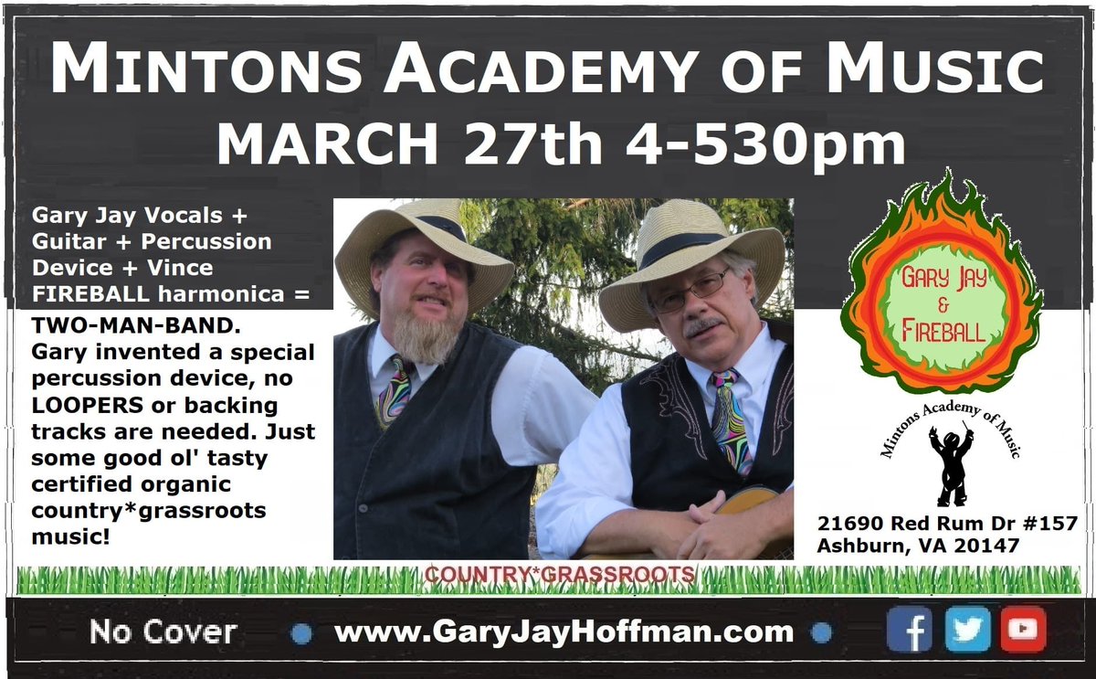GJHoffmanMusic's tweet photo. Save the date! Mar 27th. Mintons Academy of Music. 4-530. In-person $15 -or- ONLINE ticket $15 for entire household. When purchasing ticket add note In-person RSVP -or- ONLINE link 😀. TICKET LINK:
https://t.co/5VM2cprSKr
#livestreaming #countrymusic #singersongwriter #twomanband https://t.co/I6pW2D7Ltd