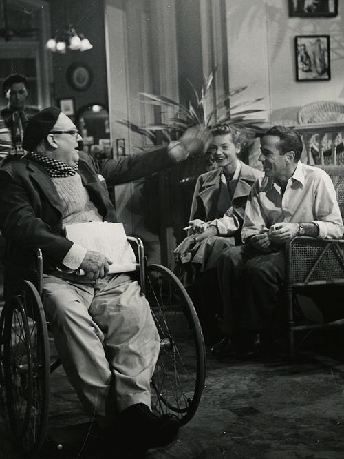 A favorite candid shot of #LionelBarrymore, #LaurenBacall & #HumphreyBogart during filming #KeyLargo