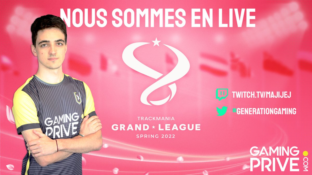 gamingprivecom's tweet photo. C’est parti, venez soutenir @GP_Aurel ! 🔥
#TMGLSpring2022
➡️ https://t.co/UFbdXgA8vo
🟡⚫️ #GENERATIONGAMING
#trackmania #gaming #esports #gamers #gamingprive https://t.co/SCyCt5PtsR