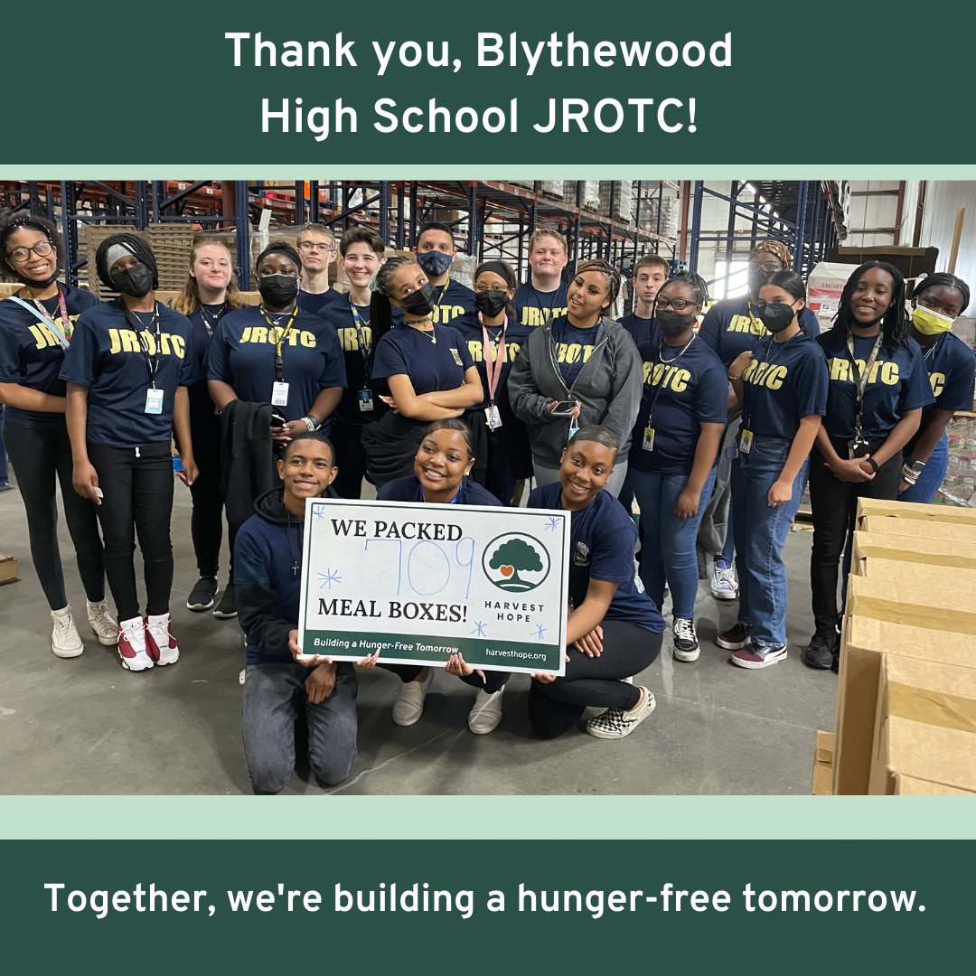 Blythewood High JROTC <a href="/BengalBattalion/">Bengal Battalion</a> has done it again! This hard-working group of students came together for a 3rd session and packed over 700 Mobile Food Pantry boxes for our neighbors facing hunger. Thank you for your dedication! Can we give them a round of applause? 👏