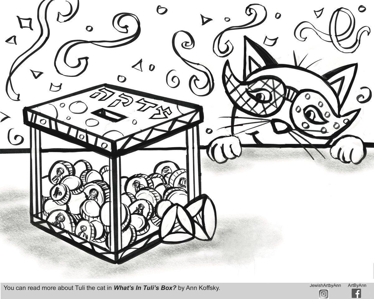 AnnKoffsky's tweet photo. New Purim coloring page! ( Why did it take me this long to focus on matanot levyonim??) https://t.co/bUGRH7CRW1 #purim #coloringpage #jewish #coloringforkids #catcoloring https://t.co/QejLR9ZpH0