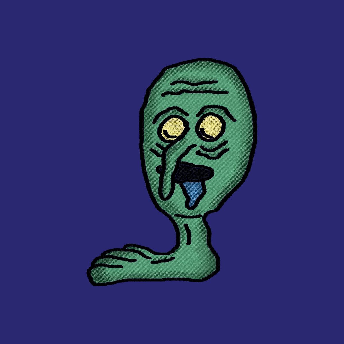 secondtryshop's tweet image. Little Green Foot Goblin... kinda looks like Squidward.

#myart #ArtistOnTwitter #originalartwork #redbubbleshop #monsters